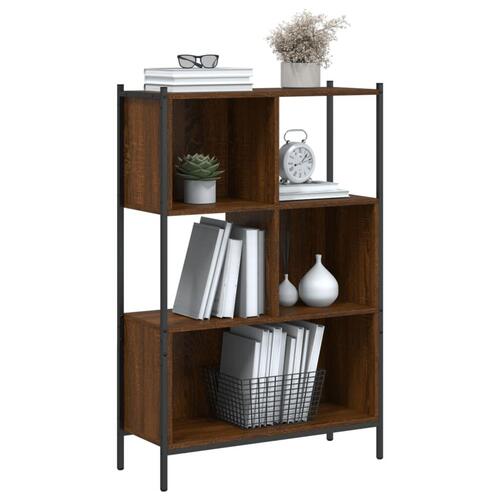 Bogreol 72x28x109 cm konstrueret træ brun egetræsfarve