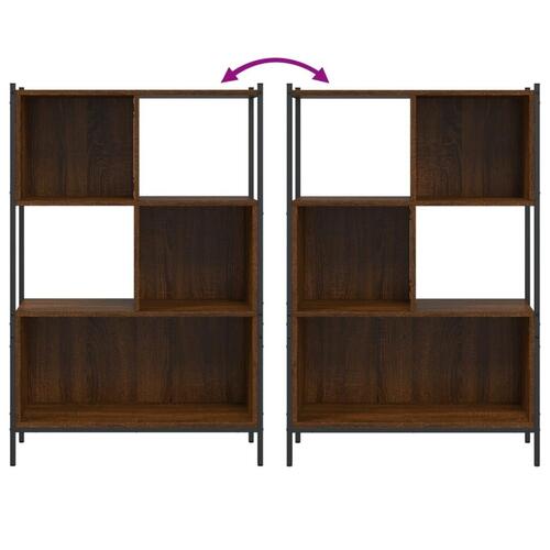 Bogreol 72x28x109 cm konstrueret træ brun egetræsfarve