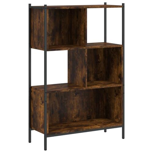 Bogreol 72x28x109 cm konstrueret træ røget egetræsfarve