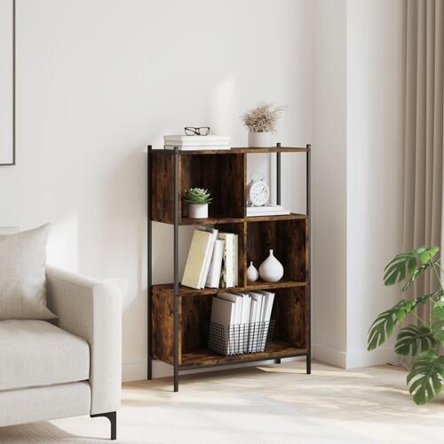 Bogreol 72x28x109 cm konstrueret træ røget egetræsfarve