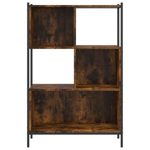 Bogreol 72x28x109 cm konstrueret træ røget egetræsfarve
