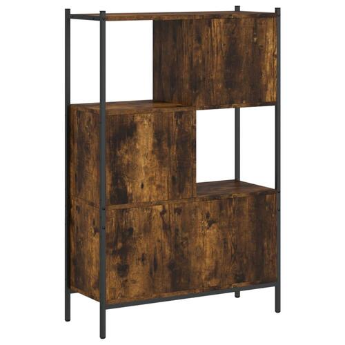 Bogreol 72x28x109 cm konstrueret træ røget egetræsfarve