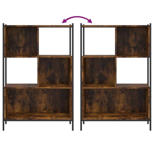 Bogreol 72x28x109 cm konstrueret træ røget egetræsfarve