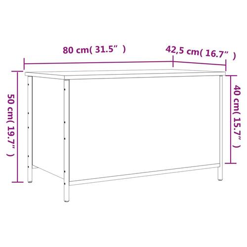 Opbevaringsbænk 80x42,5x50 cm konstrueret træ røget egetræ