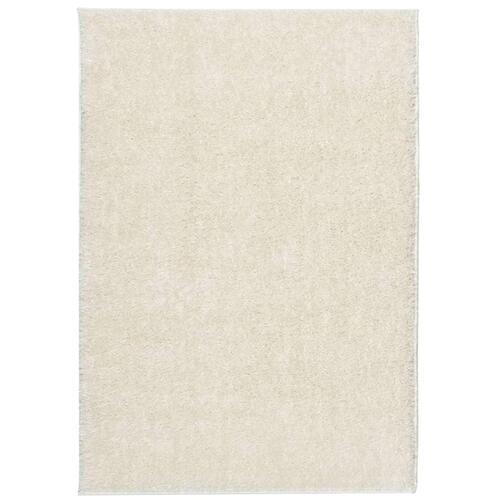 Gulvtæppe ISTAN 80x150 cm lang luv skinnende look cremefarvet