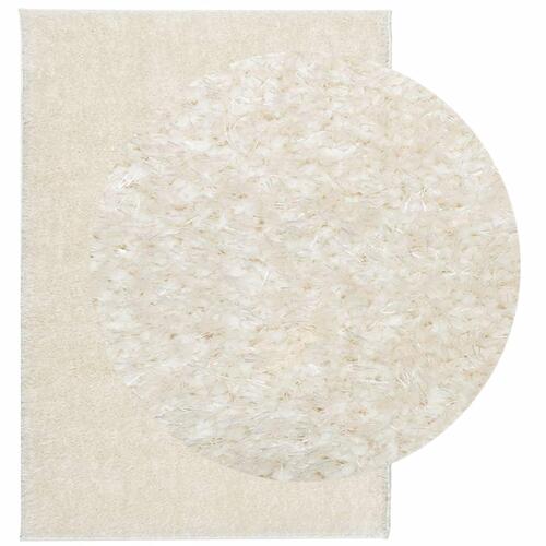 Gulvtæppe ISTAN 80x150 cm lang luv skinnende look cremefarvet