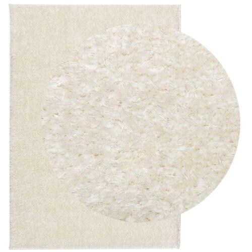 Gulvtæppe ISTAN 160x230 cm lang luv skinnende look cremefarvet