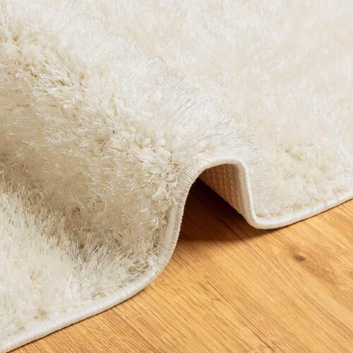 Gulvtæppe ISTAN 160x230 cm lang luv skinnende look cremefarvet