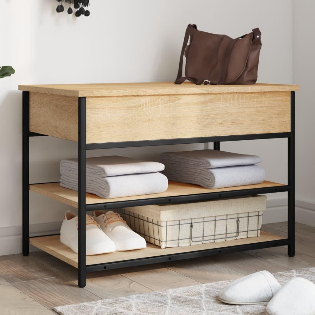Skobænk 70x42,5x50 cm konstrueret træ sonoma-eg