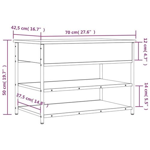 Skobænk 70x42,5x50 cm konstrueret træ sonoma-eg