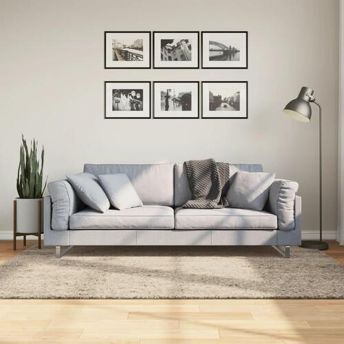 Gulvtæppe ISTAN 140x200 cm lang luv skinnende look beige