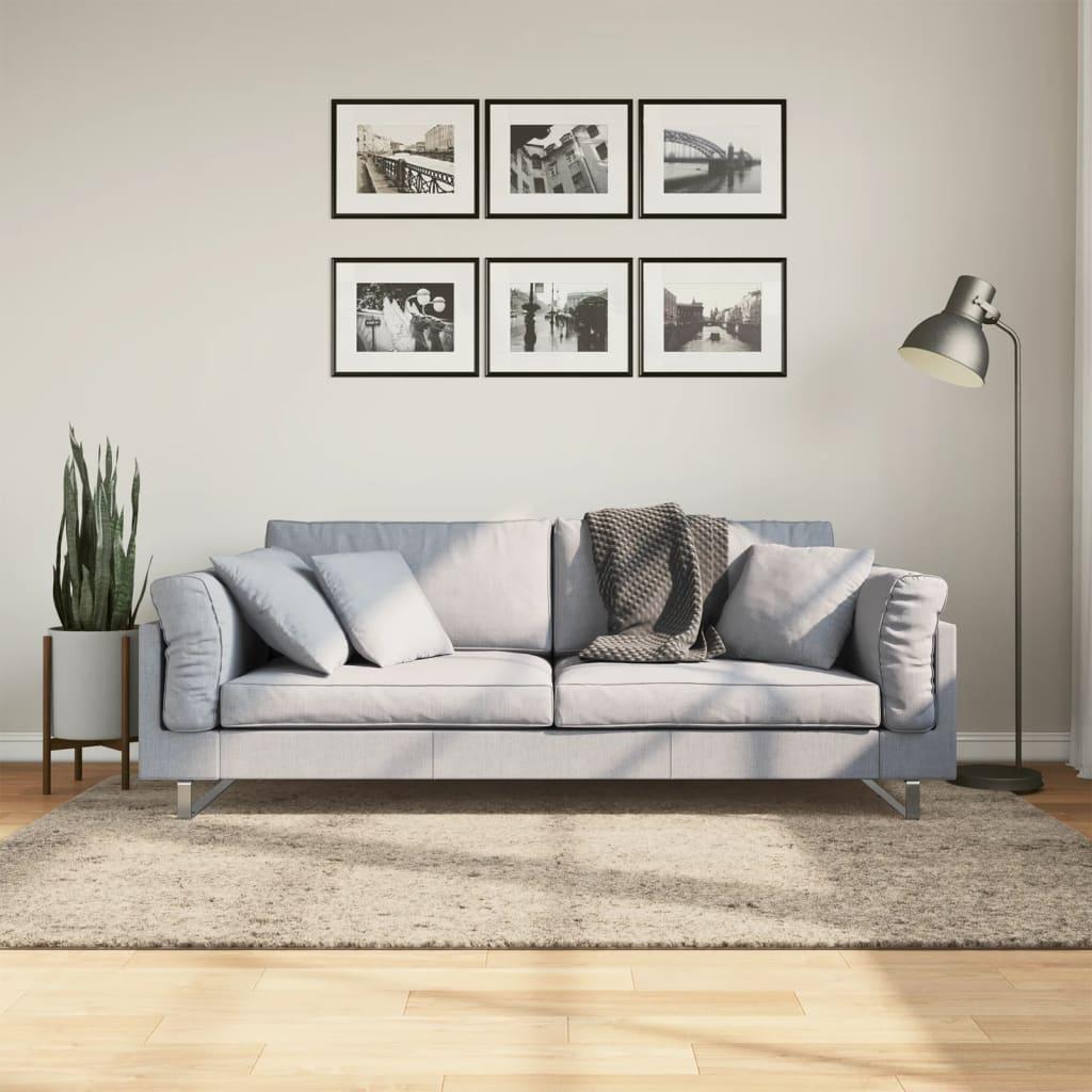 Gulvtæppe ISTAN 140x200 cm lang luv skinnende look beige