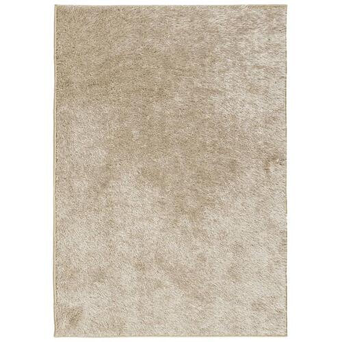 Gulvtæppe ISTAN 140x200 cm lang luv skinnende look beige