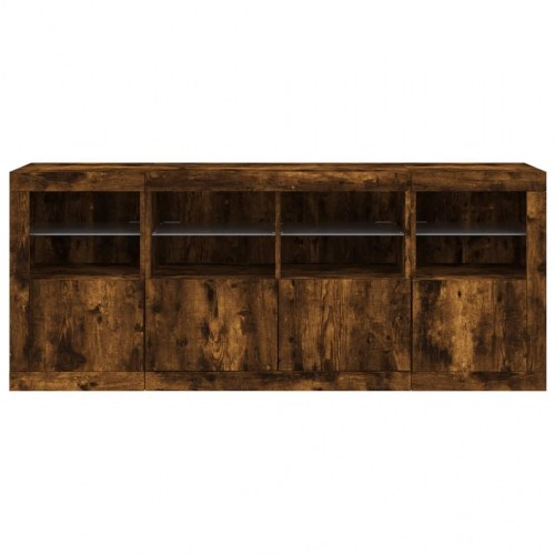 Skænk med LED-lys 163×37×67 cm - røget egetræsfarve