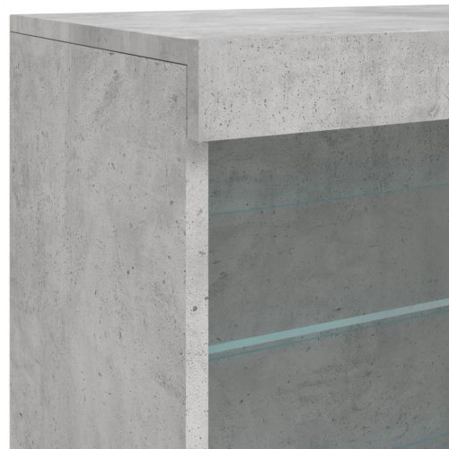 Skænk med LED-lys - betongrå, 142,5 x 37 x 67 cm
