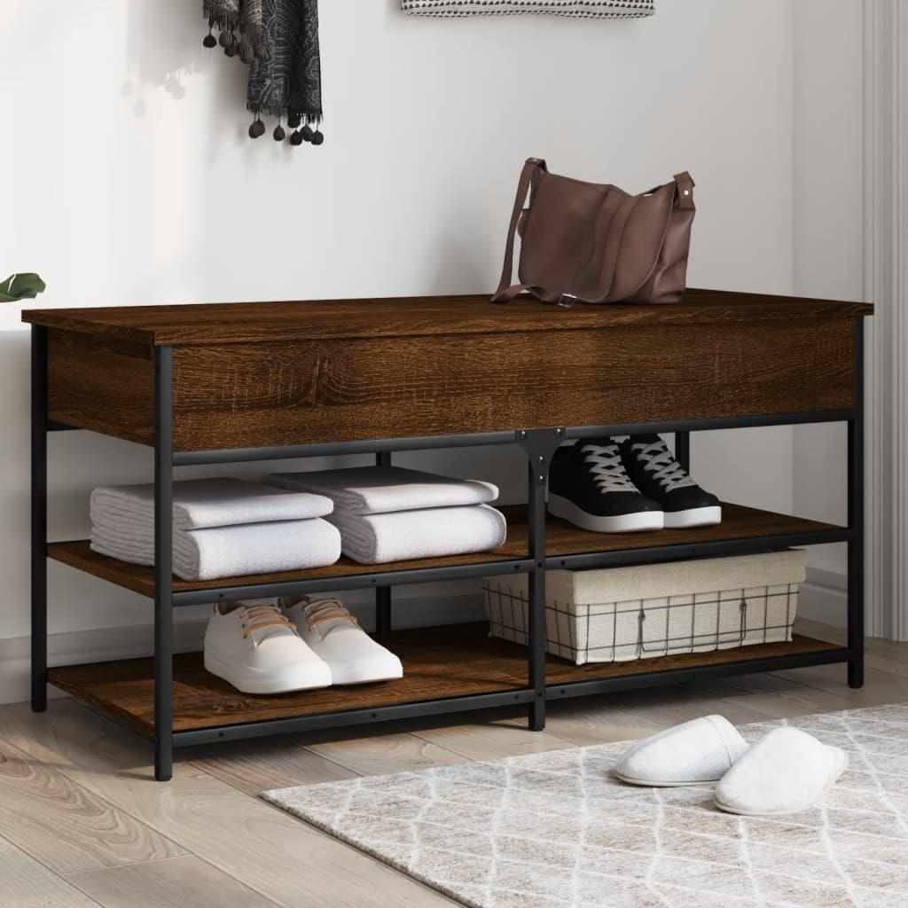 Skobænk 100x42,5x50 cm konstrueret træ brun egetræsfarve