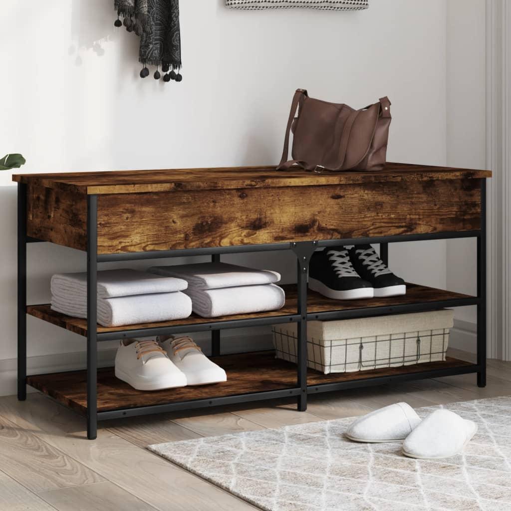Skobænk 100x42,5x50 cm konstrueret træ røget egetræsfarve