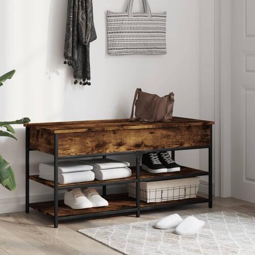 Skobænk 100x42,5x50 cm konstrueret træ røget egetræsfarve
