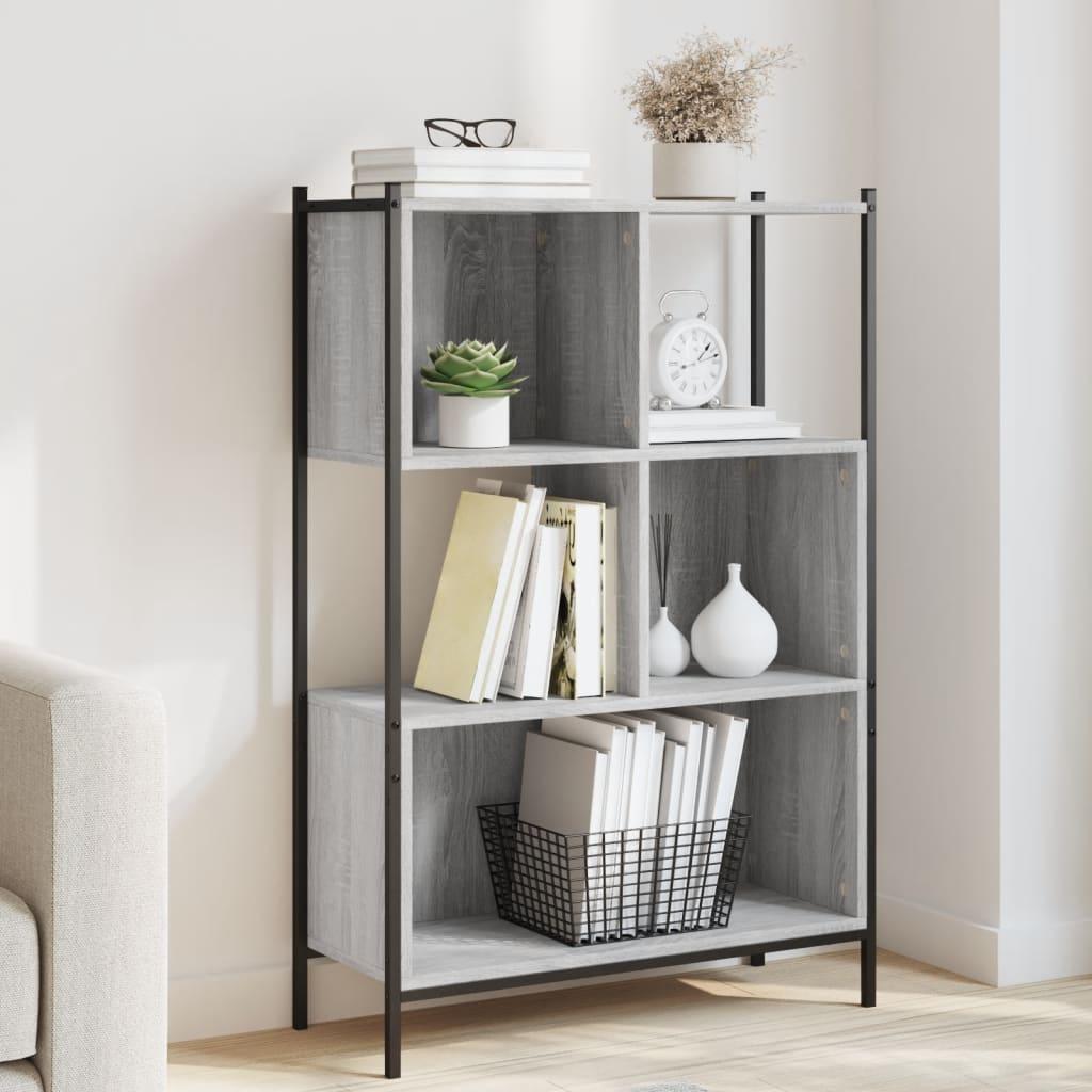 Bogreol 72x28x109 cm konstrueret træ grå sonoma-eg