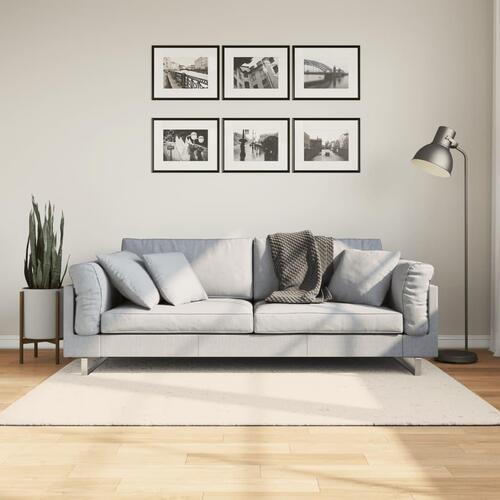 Gulvtæppe ISTAN 140x200 cm lang luv skinnende look cremefarvet