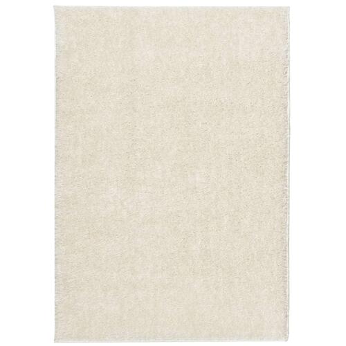 Gulvtæppe ISTAN 140x200 cm lang luv skinnende look cremefarvet