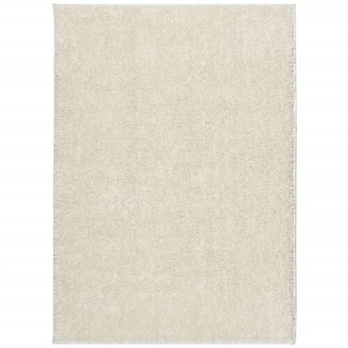 Gulvtæppe ISTAN 200x280 cm lang luv skinnende look cremefarvet