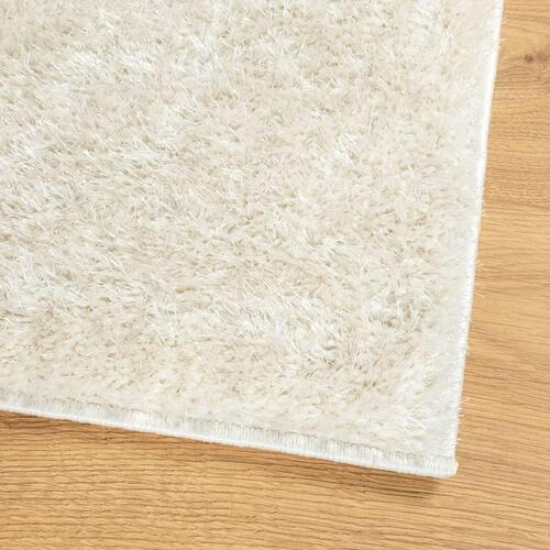 Gulvtæppe ISTAN 200x280 cm lang luv skinnende look cremefarvet