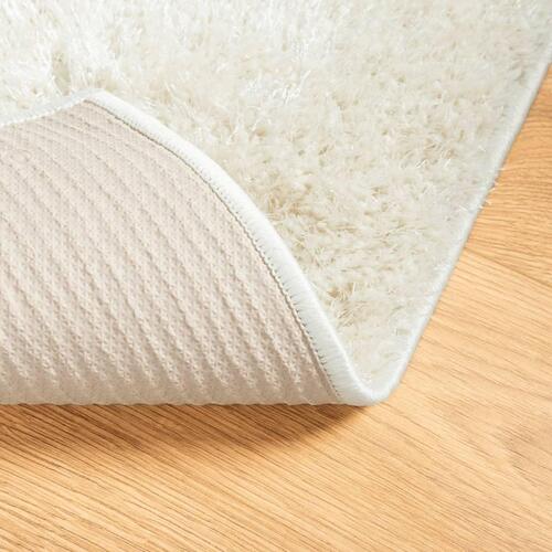 Gulvtæppe ISTAN 200x280 cm lang luv skinnende look cremefarvet
