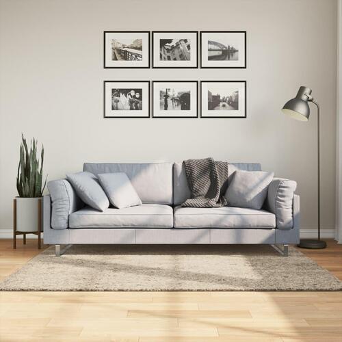 Gulvtæppe ISTAN 80x150 cm lang luv skinnende look beige