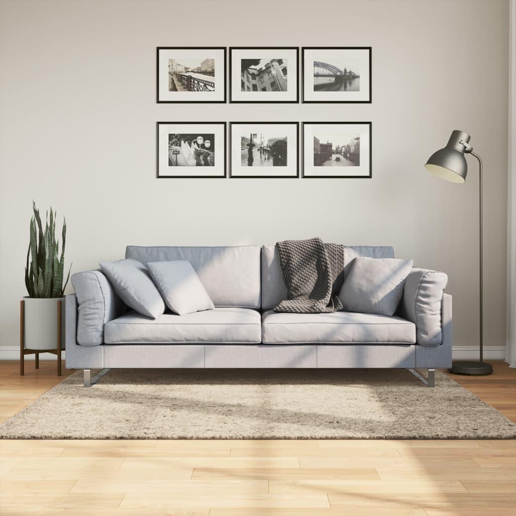 Gulvtæppe ISTAN 80x150 cm lang luv skinnende look beige