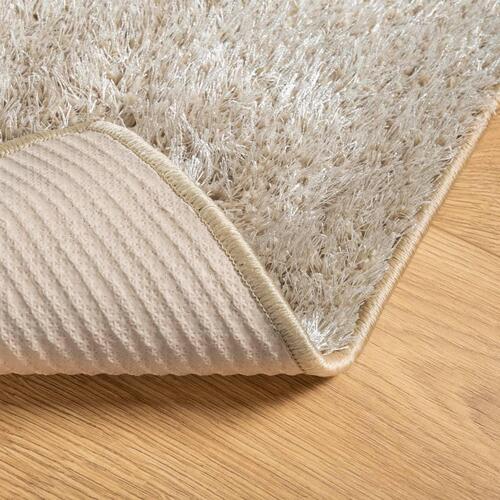 Gulvtæppe ISTAN 80x150 cm lang luv skinnende look beige