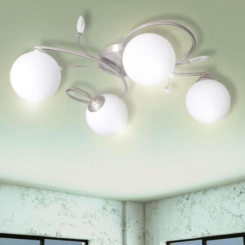 Loft Lampe med gennemsigtig akryl Blade og Glas Skodder 4 G9 pærer