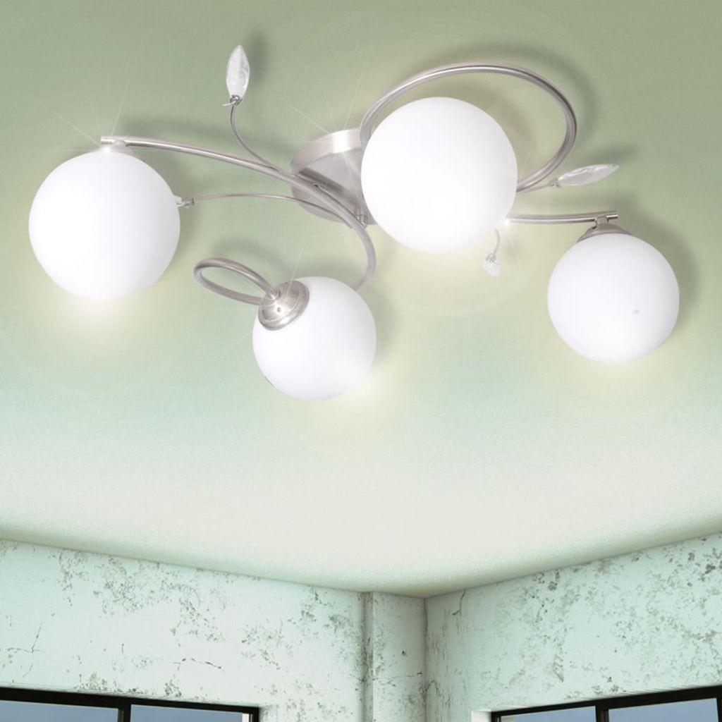 Loft Lampe med gennemsigtig akryl Blade og Glas Skodder 4 G9 pærer