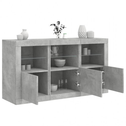 Skænk med LED-lys 123 × 37 × 67 cm - betongrå