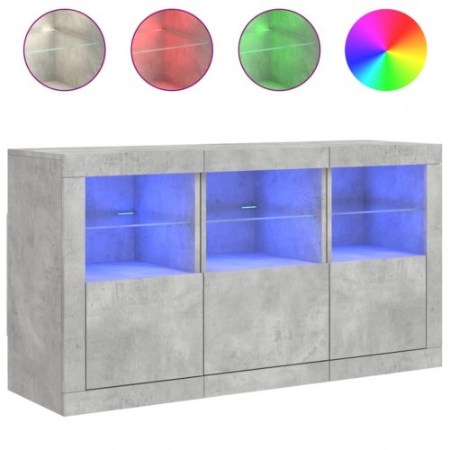 Skænk med LED-lys 123 × 37 × 67 cm - betongrå
