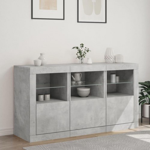 Skænk med LED-lys 123 × 37 × 67 cm - betongrå