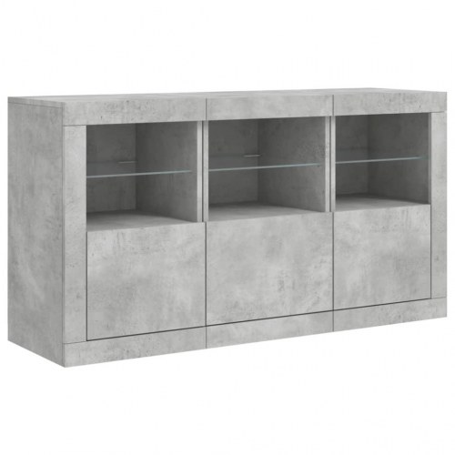 Skænk med LED-lys 123 × 37 × 67 cm - betongrå