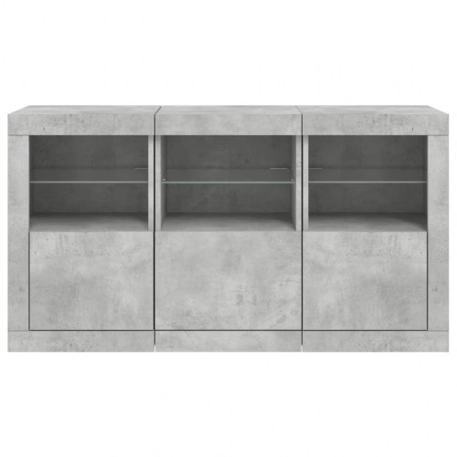 Skænk med LED-lys 123 × 37 × 67 cm - betongrå