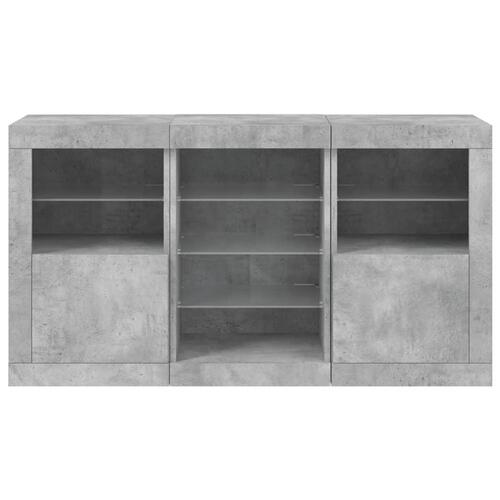 Skænk med LED-lys 123x37x67 cm betongrå