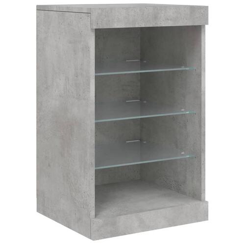 Skænk med LED-lys 123x37x67 cm betongrå