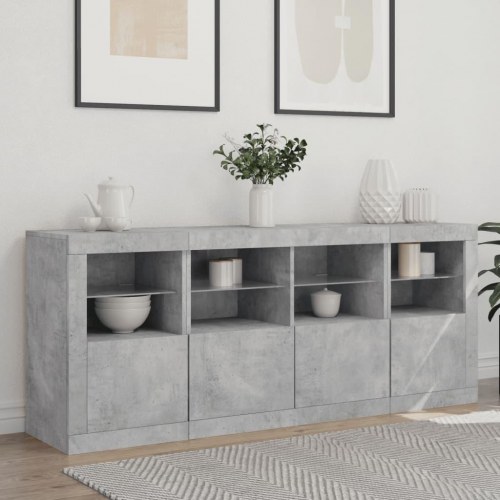 Skænk med LED-lys - betongrå 163×37×67 cm