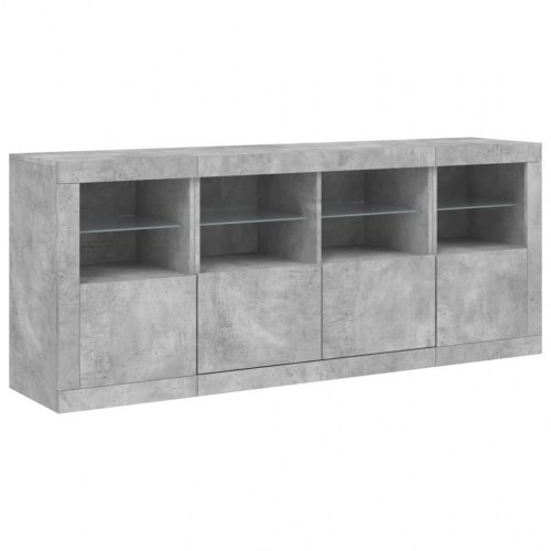 Skænk med LED-lys - betongrå 163×37×67 cm