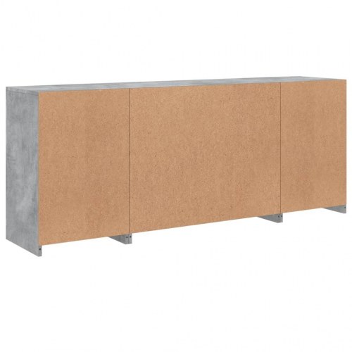 Skænk med LED-lys - betongrå 163×37×67 cm