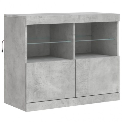 Skænk med LED-lys - betongrå 163×37×67 cm