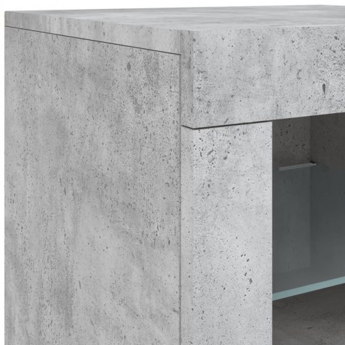 Skænk med LED-lys - betongrå 163×37×67 cm