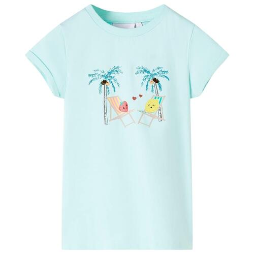 T-shirt til børn str. 140 akvamarinblå
