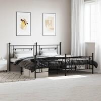 Sengeramme med sengegavl og fodgærde 200x200 cm metal sort