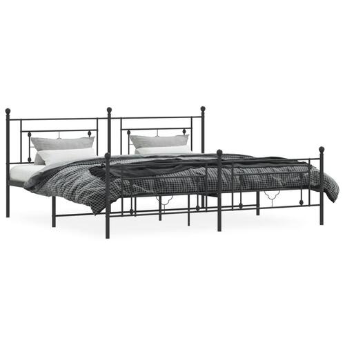 Sengeramme med sengegavl og fodgærde 200x200 cm metal sort