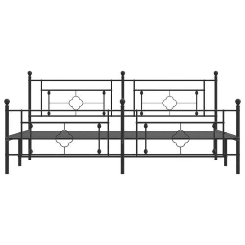 Sengeramme med sengegavl og fodgærde 200x200 cm metal sort
