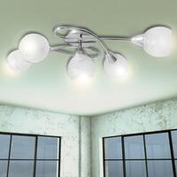 Loftslampe m. glasskærme 5 E14 pærer